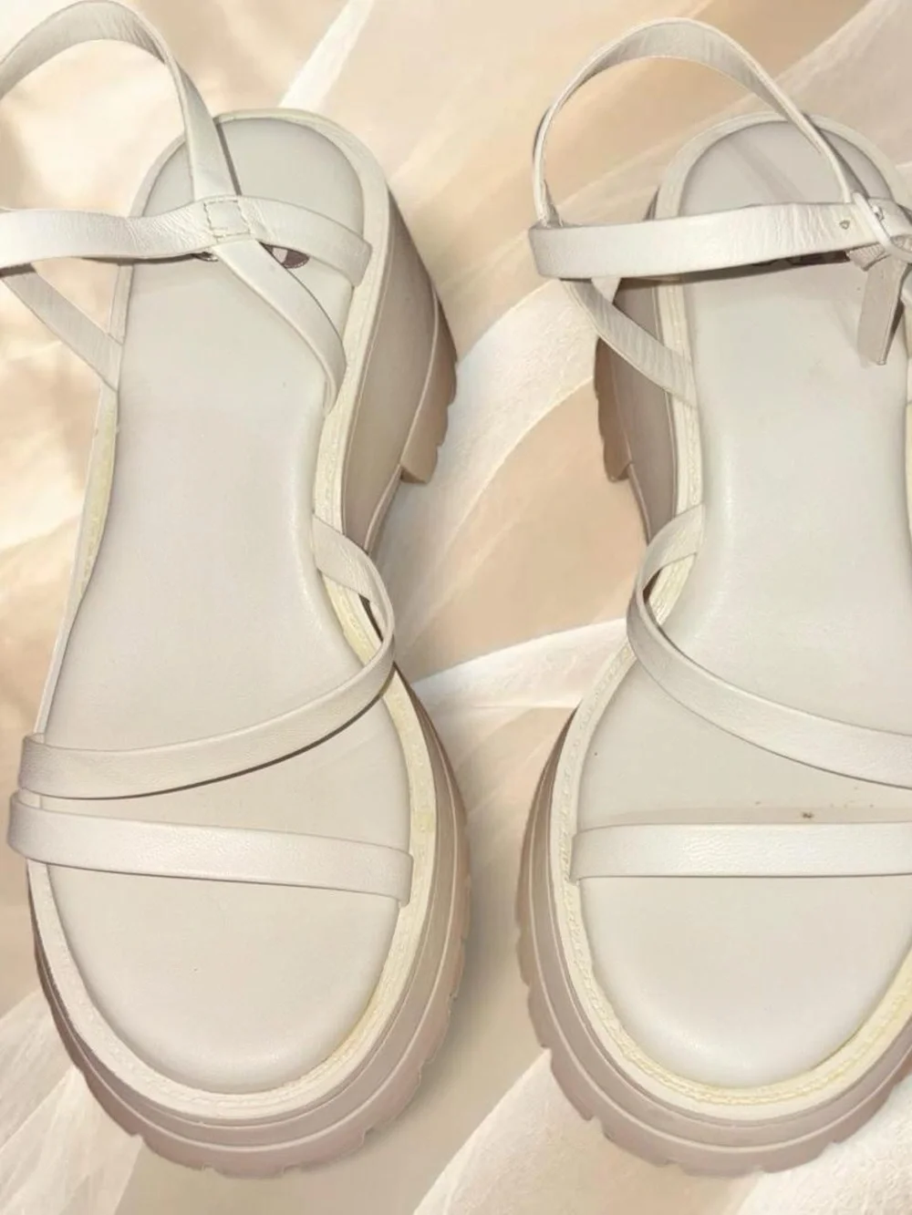 GB White Chunky Lug Sole Platform Sandals 5M